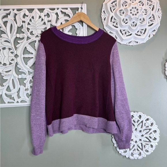 Lane Bryant Colorblock Purples Sweater Pullover Crewneck 18/20 - Picture 1 of 5